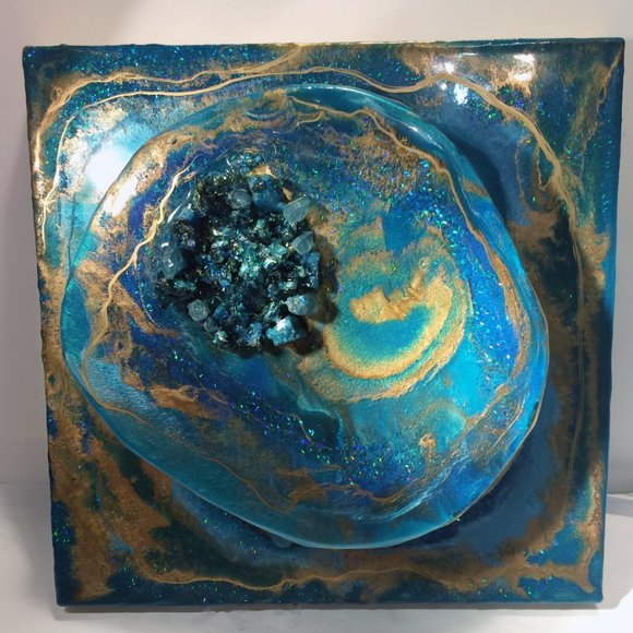 Resin Geode Abstract style Wall Art by me 12x12 - Picture 2 of 5
